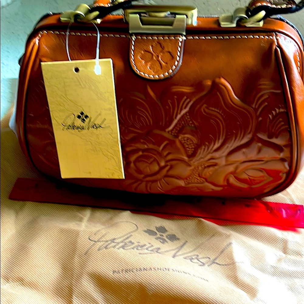 Patricia Nash Brown Mini Bag with Embossed Floral Design